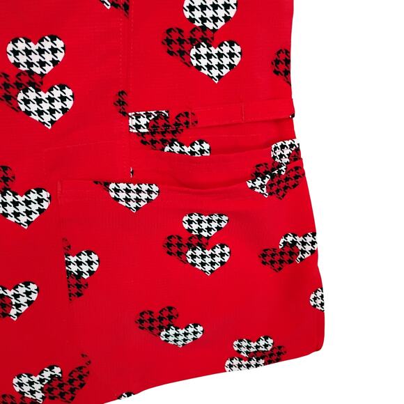 Heart Soul Scrub Top Size XS Valentines Red Hearts Print Short Sleeve V Neck - Picture 4 of 6